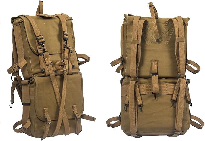 WW2 US M1941 Bag Upper Cargo Pack Knapsack Vintage OD3 Canvas Hiking Backpack WWII Field Gear