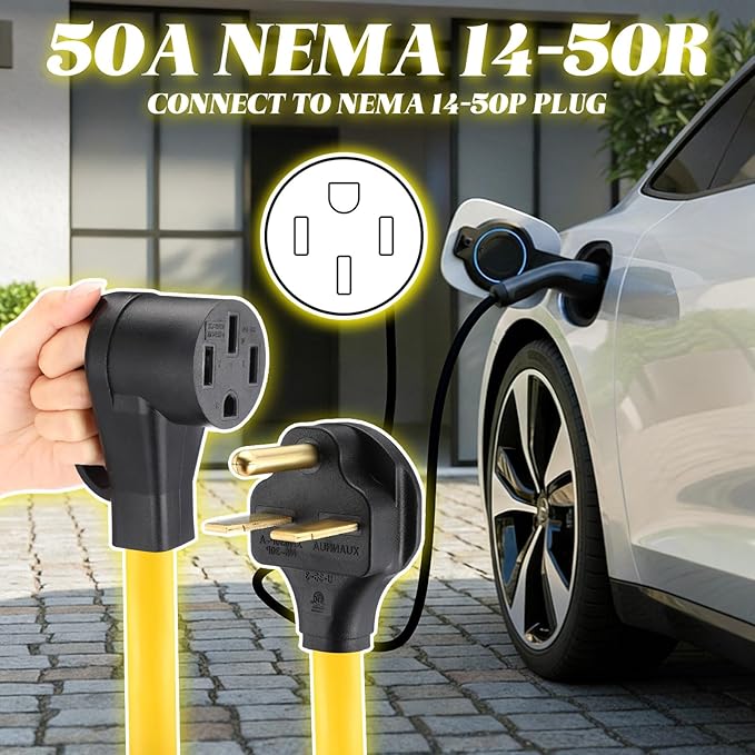 Kanayu 20FT NEMA 6-30P to 14-50R EV Charger Adapter Cord 30 Amp 240V HVAC to 50 Amp Level 2 EV Charging Power Adaptor Cord STW 10 AWG/3C ETL Listed (Not for RV or Dryer)