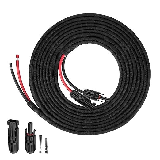 30FT 10AWG Solar Panel Extension Cable with Pair of Connectors Solar Cable for Solar Panels Charge Controllers and Solar Generator (10AWG 30FT)