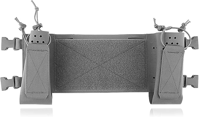 Tactical Molle Mission Extender with Storage Pouch Multi-function Chest Toolkit Extension Chassis Portable Chest Mounted Organizer Bag(Gray)
