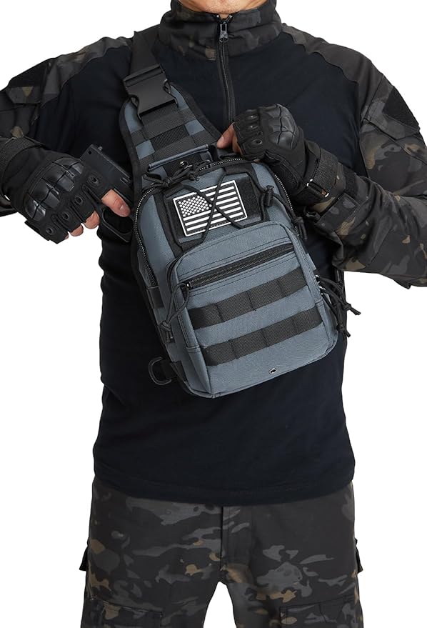 ATBP Small Tactical Sling Bag for Men with Holster Military EDC Shoulder Bag CCW Crossbody Bag 7 Liters