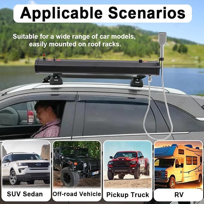 18L/20L/30L Pressurized Water Tank Shower Solar Heating Car Camping Shower Kit for Camping Overland Beach Can fit on Roof Rack or Hitch Mounted30L