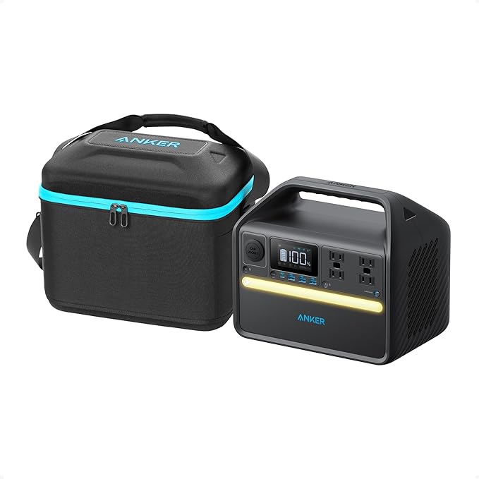 Anker 536 Portable Power Station with Anker Carrying Case Bag 508Wh Solar Generator (Solar Panel Optional)500W 9-Port Powerhouse 4 AC Outlets 60W USB-C PD Output LED Light for Outdoor Camping
