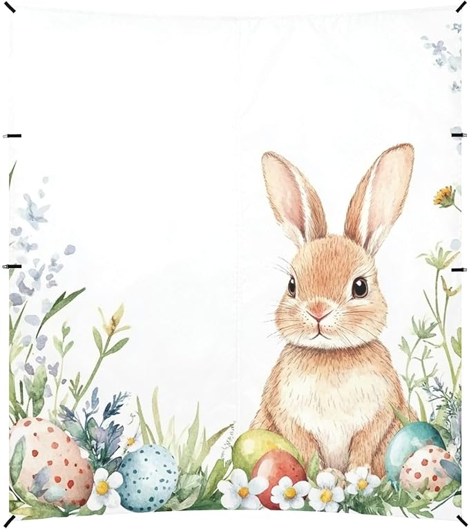 ALAZA Happy Easter Rabbit Easter Eggs Spring Flowers Beach Tent Sun Shelter Portable Canopy Sunshade for Outdoor Camping Picnics Backyard Fun 10x9 ft