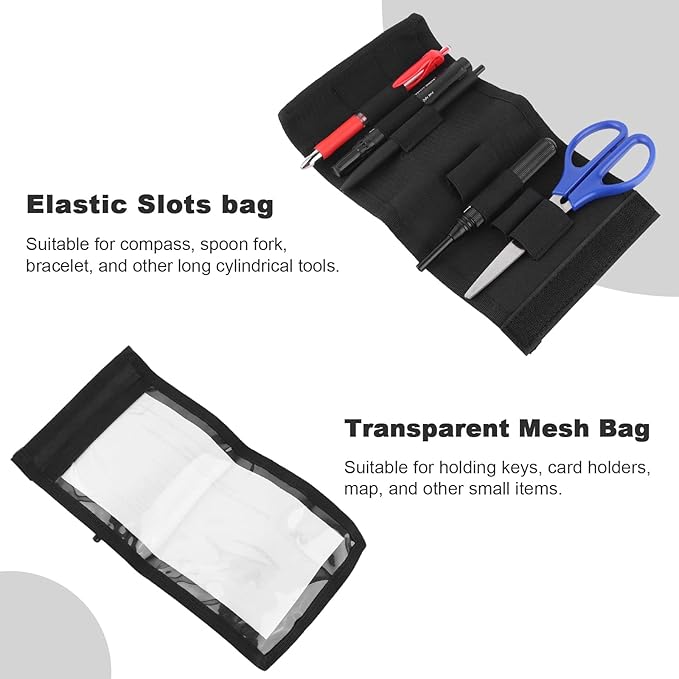 FOCUHUNTER Tactical Molle Pouch Zippered Horizontal Modular Pouches 1000D Oxford Fabric Tactical Waist Pack Utility EDC Tool Organizer with Map Sleeve Vertical Strap &amp Metal Snap 8 L x 3 W x
