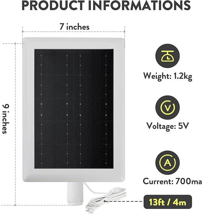 Ring Solar Panel(2nd Generation) 2-Pack 5W Ring Solar Panel Charger with Mount and 12FT Extension Cable for Stick Up Camera &amp Pro Spotlight Plus &amp Pro Stick Up Spotlight Cam Battery (2Pack