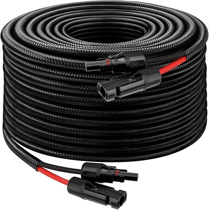 XRDS -RF Solar Panel Cable 50FT 10AWG Solar Extension Cable with Male &amp Female Solar Connectors Flame-Retardant Protective Sleeving Solar Cable Weatherproof PV Wire for Solar Panel Connection