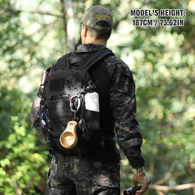 25L Tactical Backpack Small Hiking Backpack with Expandable MOLLE Front and Laptop Sleeve Biking Motorcycle Backpacks for Men