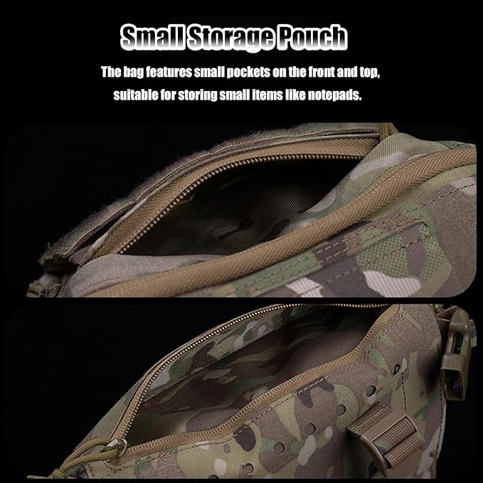 Molle PC Drop Pouch Bag 3 Ways of Use Tactical Storage Bag Large Capacity with Multiple Pockets for Vest Team Activities Airsoft Cosplay