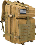 WOLT Military Tactical Backpack for Men 45L Molle Backpack 3 Day Assault Pack Bug Out Bag Heavy Duty Rucksack for Hiking Gym(Khaki)