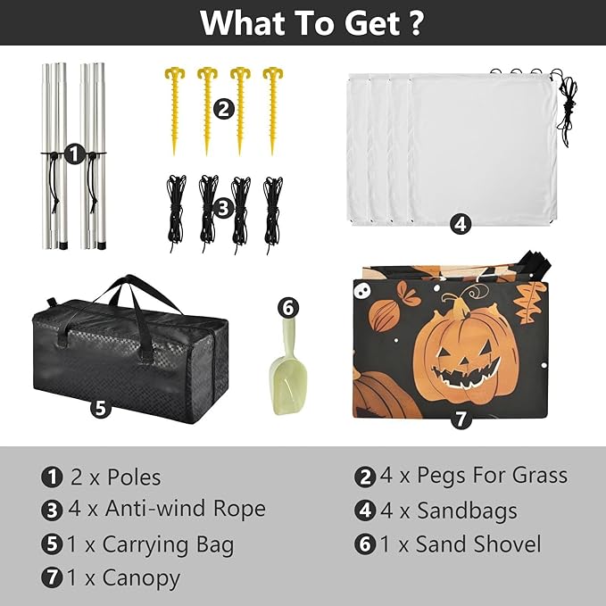 ALAZA Autumn Monster Pumpkin Pattern Beach Tent Sun Shelter Portable Canopy Sunshade for Outdoor Camping Picnics Backyard Fun 10x9 ft