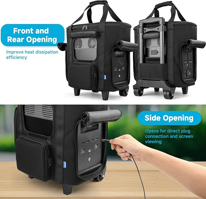 Xxerciz Carrying Bag Compatible with ECOFLOW DELTA 2 Power Station Storage Case with Wheels and Pull Rods Portable Generator Rolling Bag with Multi-Pocket and Handle for Outdoors