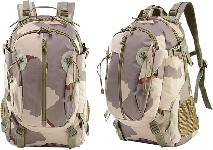 35L Military Tactical Backpack Waterproof Hiking Bag Breathable Rucksack(Camel grey)