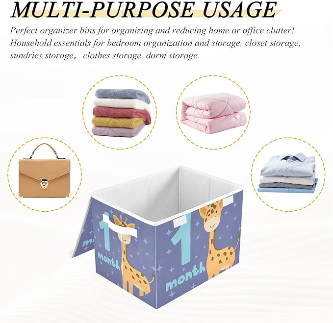 1_month Storage Boxes with Lids Foldable Cube Storage Containers for Organizing for School Supply Office Basket