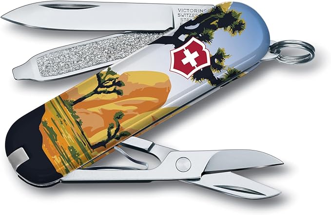 Victorinox Classic SD Swiss Army Knife Compact 7 Functions Swiss Made Pocket Knife with Small Blade Screwdriver and Key Ring - Joshua Tree National Park