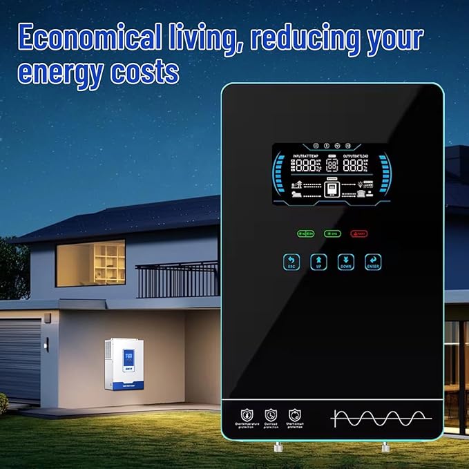 POWLAND 4000W Hybrid Solar Inverter | 24V DC to 120V AC Pure Sine Wave | LCD Display with Glass Top | 140A MPPT Charge Controller | Battery-Less &amp Lithium/AGM Battery Compatible