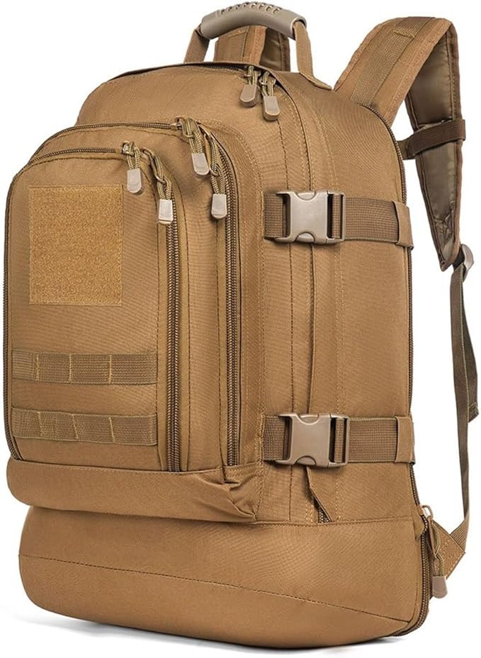 45L Tactical Military Backpack for Men Backpacks Outdoor Bag Large MOLLE Daypack for Rucking Hiking Fishing Camping(Brown)