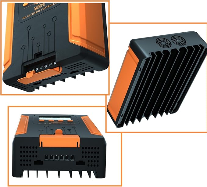 50A 180V MPPT Solar Charge Controller 12V/24V/36V/48V Auto Heat-Dissipating Metal Housing Dual Fans and LCD Display for LiFePO4 Gel Lithium SLD FLD and Ternary Battery