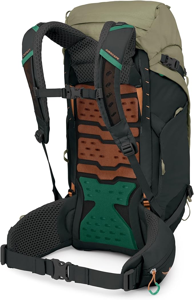 Osprey Kestrel LT 35L Men's Backpacking Backpack - Lightweight Hiking &amp Camping Bag with Waterproof Raincover Olive Tan