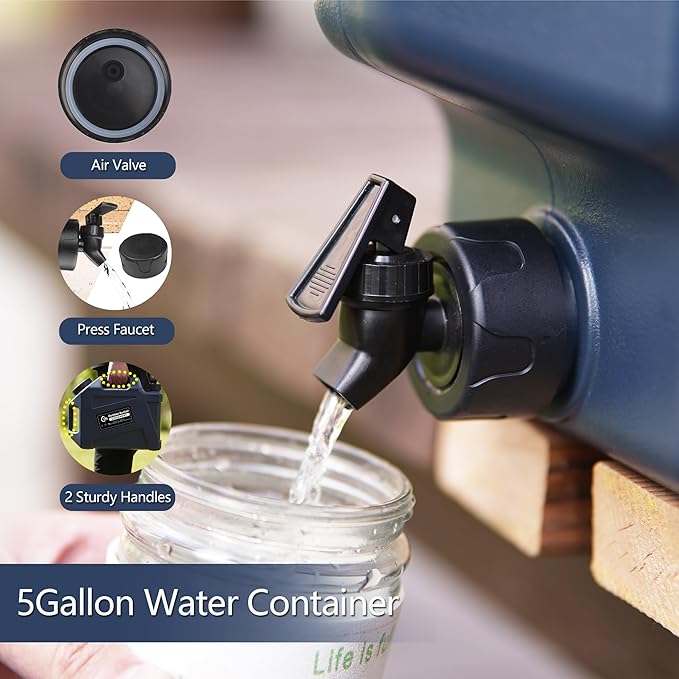 3.2 Gallon/5 Gallon Water Containers with Spigot BPA Free Water Jug Military Green Water Tank Multifunction Water Storage Containers for Camping Outdoor HikingEmergency Stroage