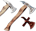 Handmade Viking Axe Carbon Steel Head with Wooden Handle Perfect Tactical Axe for Camping and Hunting Viking Hatchet Comes with Leather Sheath