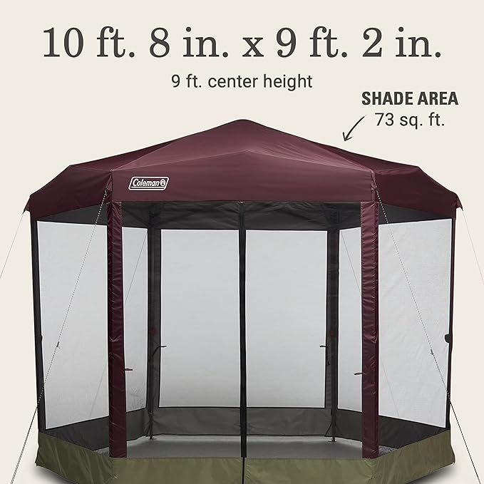 Coleman Back Home Screened Canopy Tent with Instant Setup Outdoor Gazebo for Bug-Free Lounging Fits Over Picnic Tables Ideal for Parties Events Tailgates Dining &amp More