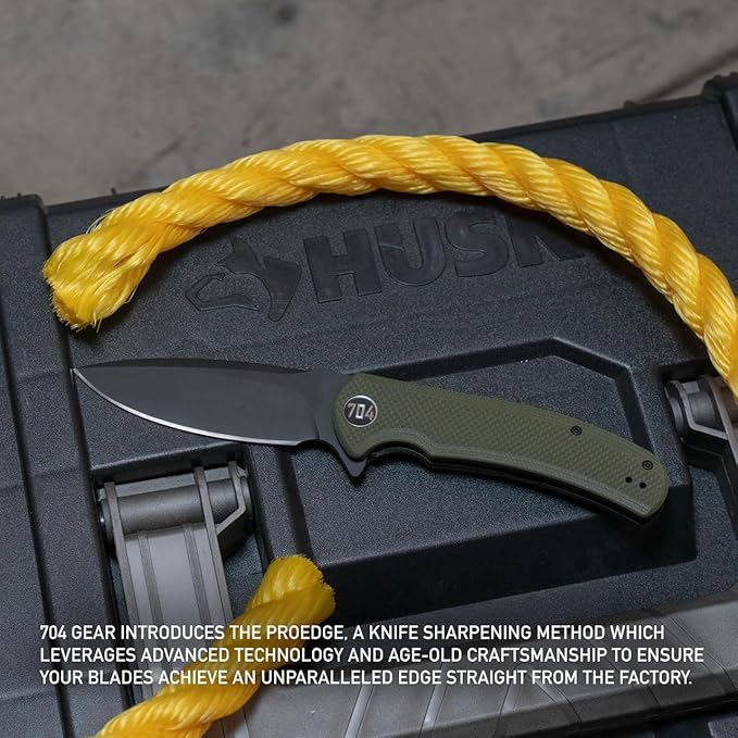 704 Gear Urban Ranger EDC Folding Pocket Knife | Full Size 3.74 Blade D2 Steel G10 Handle Reversible Pocket Clip | Olive Drab Green