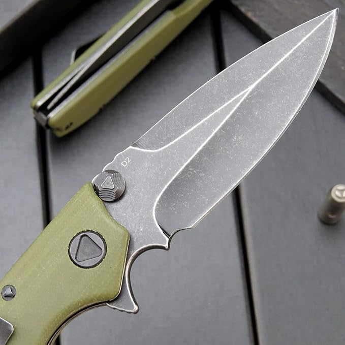 Eafengrow EF335 Folding Knives D2 Blade and Micarta Handle5 inch Closed EDC Pocket Folding Knife with Clip (Micarta Green)