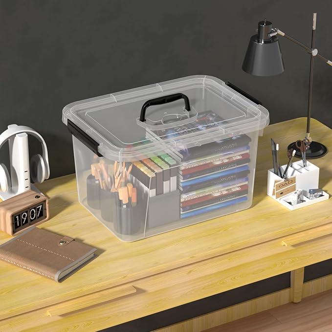 4-Pack 17.5 Quart Plastic Storage Bin Clear Storage Bins Containers Boxes with Lid and Handle