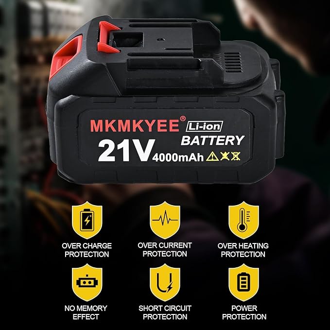 21V Lithium Battery and Charger Cord 4.0 Ah Battery with Charger Adapter Led Indicator Compatible for Cordless Tiller Cultivator