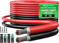 10AWG(6mm²) 100FT Solar Panel Extension Wire with Four Pairs Waterproof Male &amp Female Connectors with Solar Connector Caps Solar Extension Cable for RV Home Boat Car