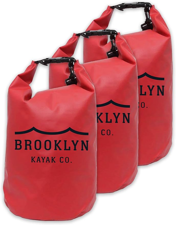 BKC Brooklyn Kayak Company Waterproof Dry Bag - Roll Top Floating Backpack Outdoor Gear Sack for Kayak Fishing Beach Paddle Board Boating Camping Tear Resitant (25 L) - Pack of 3