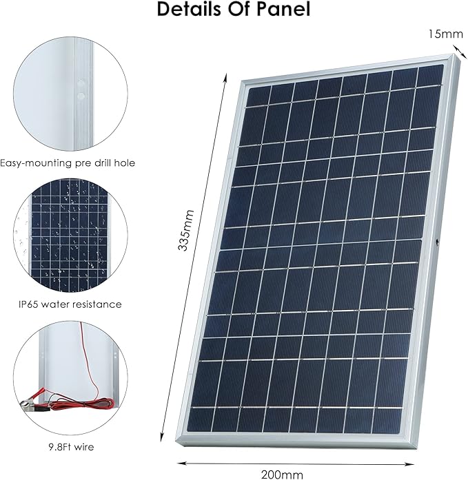 Solar Panel Lixada 30W Portable Solar Panel Kit Set IP65 Waterproof with Alligator ClipSolar Cell Solar Panel for Home Outdoor Camping Travel