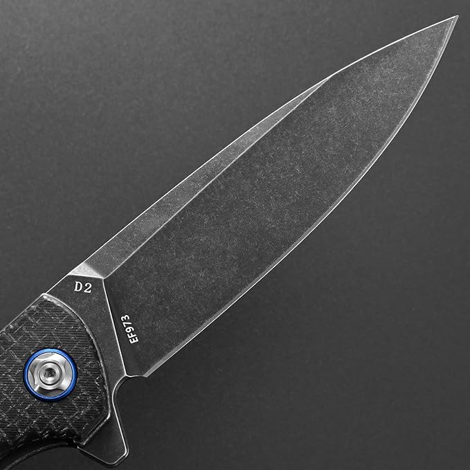 Eafengrow EF973 Folding Knife D2 Steel Blade Micarta Handle Scale Pocket Knife Folder for Working Camping Hiking EDC Tool Knife(black)