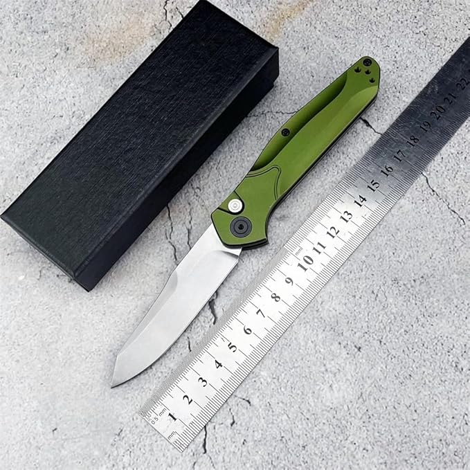 7.7'' Folding Knife White D2 Steel Blade Green Aluminum Alloy Handles Pocket Knife EDC Outdoor portable Camping Knife with Pocket Clip
