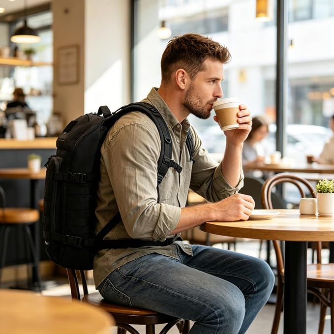 AMHEH 20L 1050D Slim Tactical Backpack - 13 Laptop Suspended Protection Heavy Duty Urban Commuting Everyday Carry Daypack Black