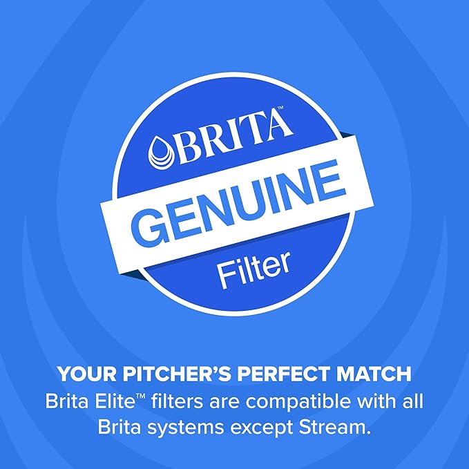 Brita Filter Replacements for Water Pitchers and Dispensers Elite NSF Certified to Remove 99% of Lead 2 Count Blue