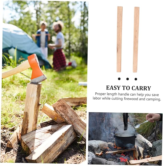 ARTIBETTER 2pcs Broad Wooden Axe Handle Replacement Durable Flat Handle for Chopping and Camping Comfortable Grip Easy Installation Anti-Slip and Shockproof Design