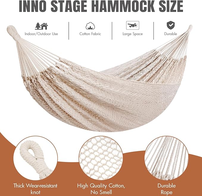 Handwoven Mayan Hammock - Portable Family Hammock with Carry Bag Matrimonial Size Multi-Color Handmade Hammock for Travel Camping Backyard Porch Outdoor or Indoor Use