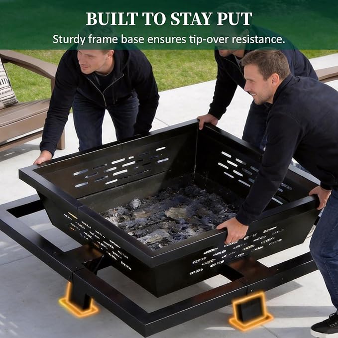 47 Inch Fire Pit for Outside Outdoor Wood Burning Firepit with Poker Heavy Duty Fire Pit for Camping Backyard Patio