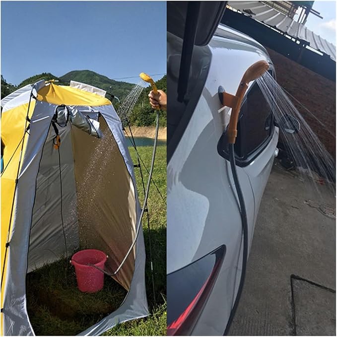 SSIMOO Portable Car Shower Washing Tool 12V - Pumps Water Camping Shower Compatible with Camping Traveling Beach Swimming Pets Bath Outdoor/Indoor(Orange)
