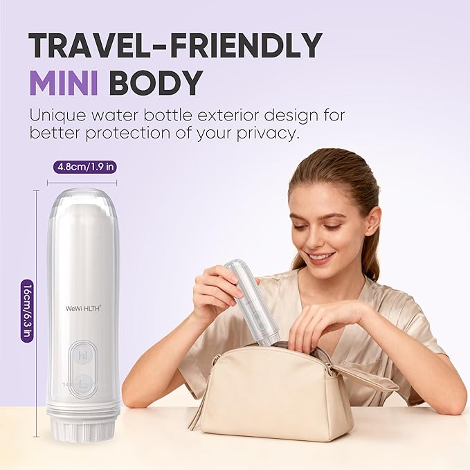Portable Electric Bidet Sprayer - Handheld Travel Bidet with 2 Pressure Modes - Waterproof Foldable Pocket-Sized &amp Cordless for Bathroom Ultimate Personal Hygiene Cleaning at Home and Camping Whi