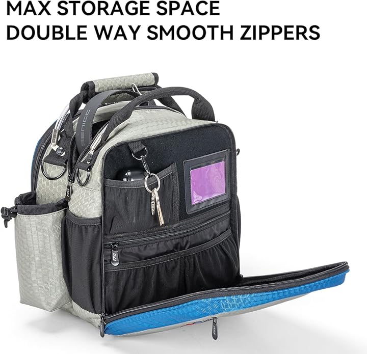 Pilot Flight Bag – Compact Aviation Headset &amp iPad/Tablet Bag with Multi-Pocket Storage Shoulder Strap Honeycomb Nylon (Gray/Blue)