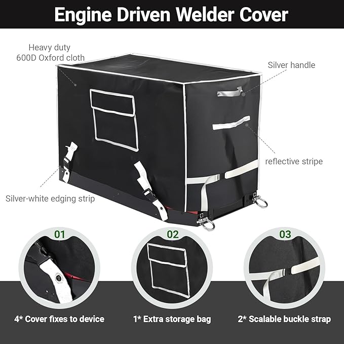 Waterproof Welder Generator Cover - Fits for Lincoln Electric Ranger GXT/250/305 Series - Heavy Duty 600D Oxford All Weather Protection Fits Ranger 250 GXT 250 250 LPG 305 G 305 LPG 305 G EFI