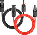 Solar Panel Extension Cable - 10AWG 10FT Solar Wire Cord 10 Gauge PV Wire with Female &amp Male Waterproof Connector for RV Photovoltaic Systems Home Boat Solar Panels Car(10ft Red + 10ft Black)