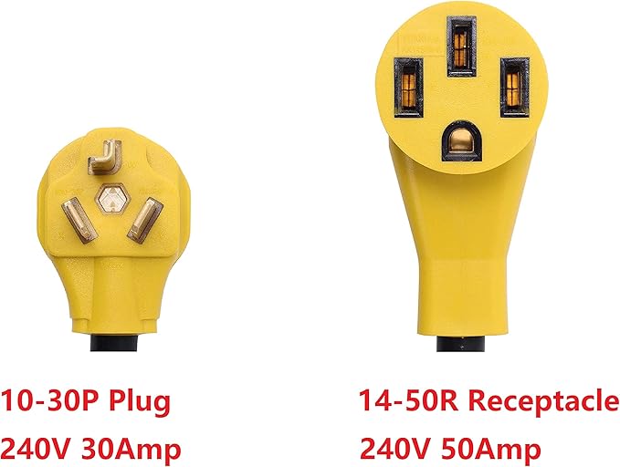 ONETAK NEMA 10-30P to 14-50R 240V 30 Amp 3 Prong Dryer Male Plug to 4 Prong Generator Female Outlet Receptacle EV Charger Compatible with Tesla Gen 2 Power Cord Adapter
