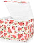 Watermelon Fruits Lidded Home Storage Bins Closet Storage Bins Foldable Oxford Fabric Storage Box for Home Bedroom Closet Office (16.5x12.6x11.8 in)