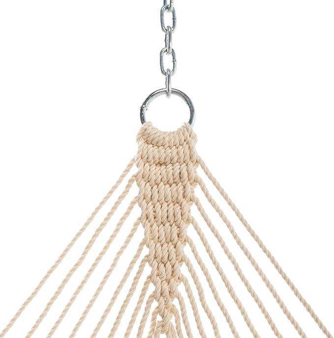 Hatteras Hammocks DC-15OT Executive Oatmeal Duracord Rope Hammock with Free Extension Chains &amp Tree Hooks Handcrafted in The USA Accommodates 2 People 450 LB Weight Capacity 13 ft. x 65 in.