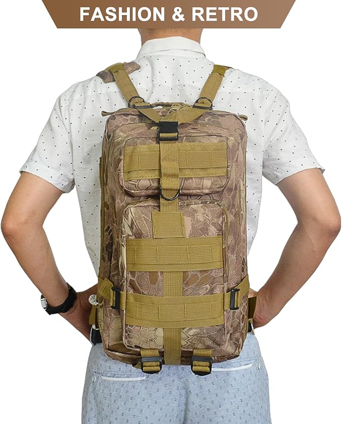 Men's 35L Hiking Backpack Oxford Cloth Outdoor Tactical Rucksack Large Capacity Camping Travel Daypack Duffel Bag (G/Multicolor)
