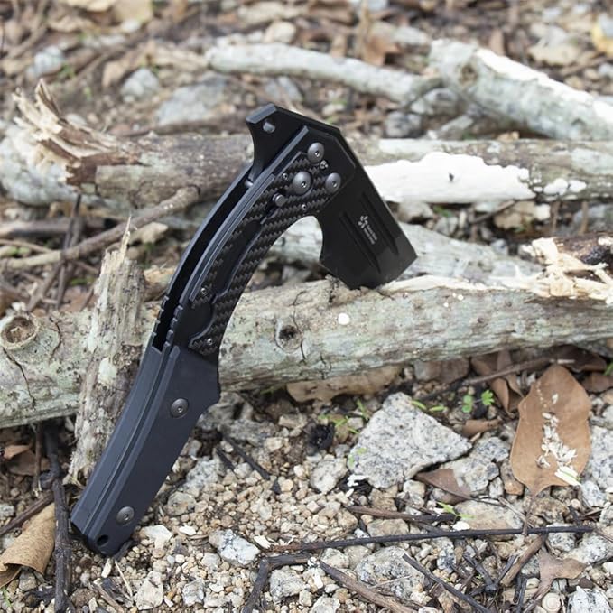 KATSU Camping Folding Hatchet Pocket Folding Japanese Tactical Axe with Axis Lock for Survival Outdoors Wood Cutting and Splitting Sakura Blade Nemoto Design